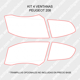 Kit 4 ventanas PEUGEOT 208 3 PUERTAS