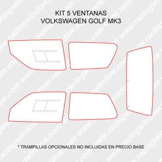 Kit 5 ventanas VOLKSWAGEN GOLF MK3 3 PUERTAS