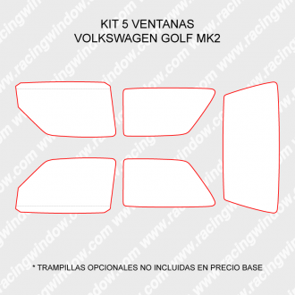 Kit 5 ventanas VOLKSWAGEN GOLF MK2 3 PUERTAS