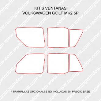 Kit 5 ventanas VOLKSWAGEN GOLF MK2 5 PUERTAS